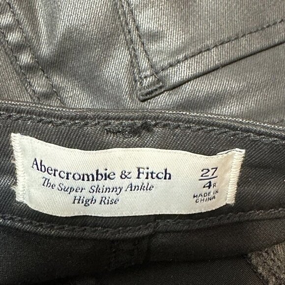 Abercrombie & Fitch High Rise Super Skinny Ankle Black Coated Jeans Size 27 - Picture 9 of 9